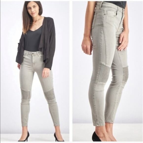 Pistola Audrey Moto Stone Grey Skinny Ankle Jeans Size 27 - Picture 1 of 6